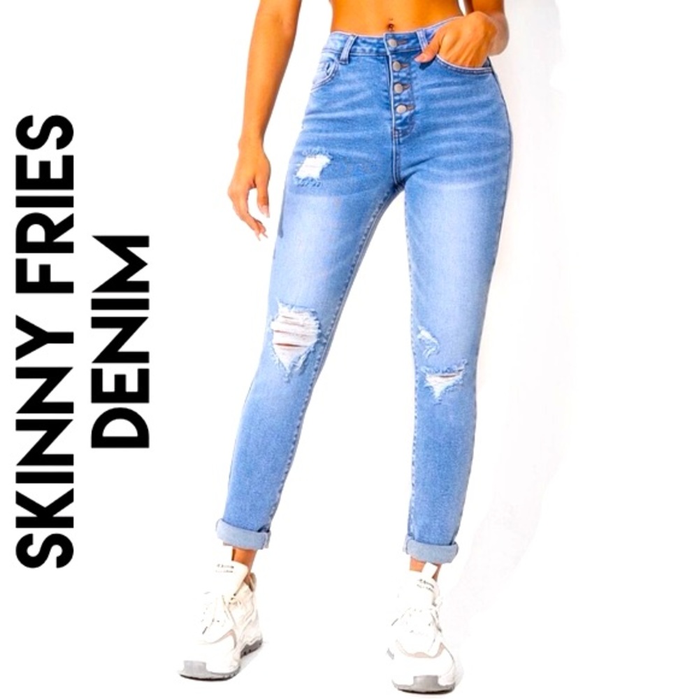 Skinny Fries Distress Mom Jeans